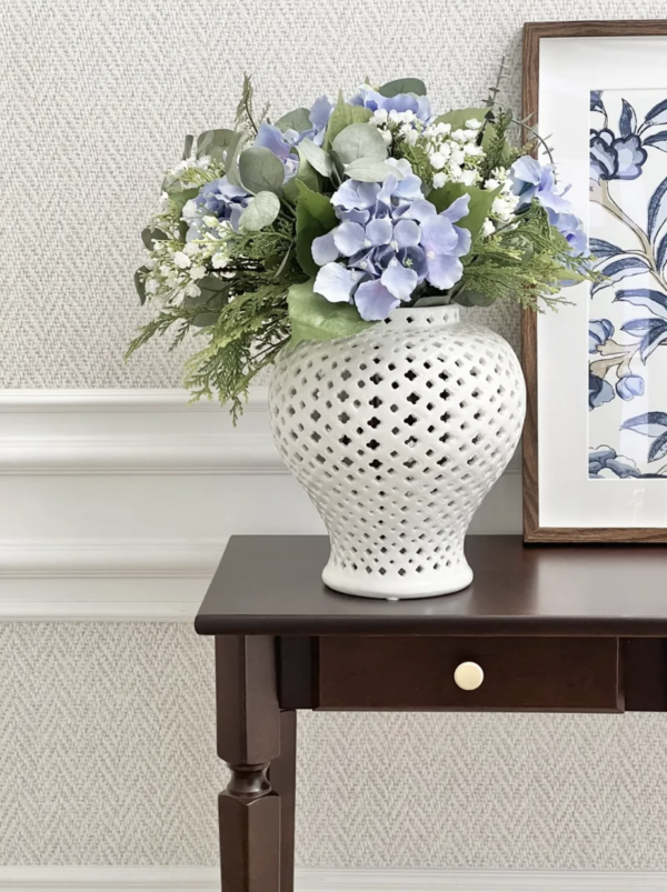 Ażurowa waza ceramiczna biała White Ginger Jar