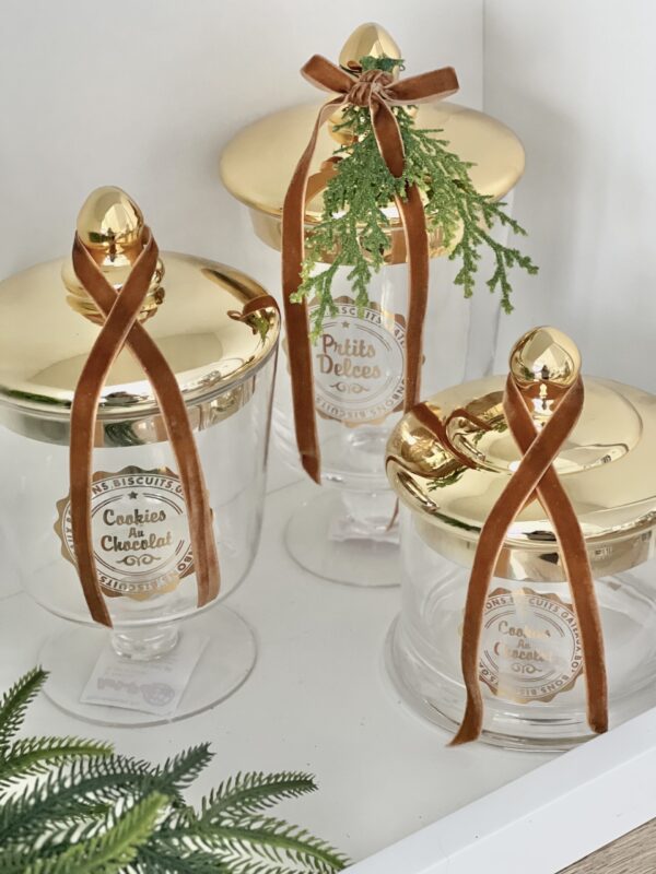 Szklana bomboniera na słodkości Gold 24cm