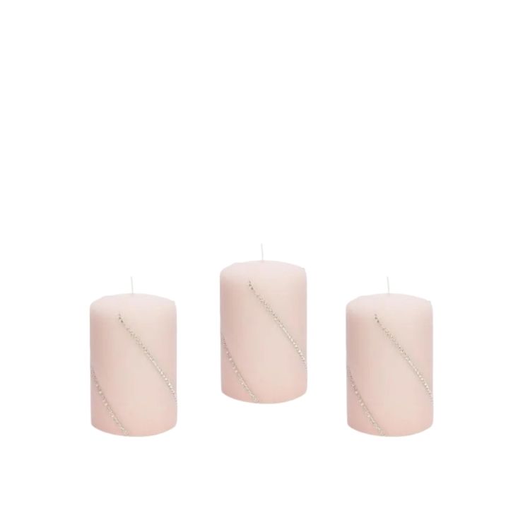 Świeca z kryształkami różowa Light Rose Crystal 10,5cm