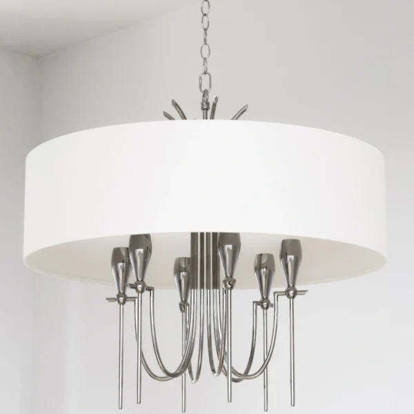 Lampa wisząca srebrna glamour z abażurem Daphne