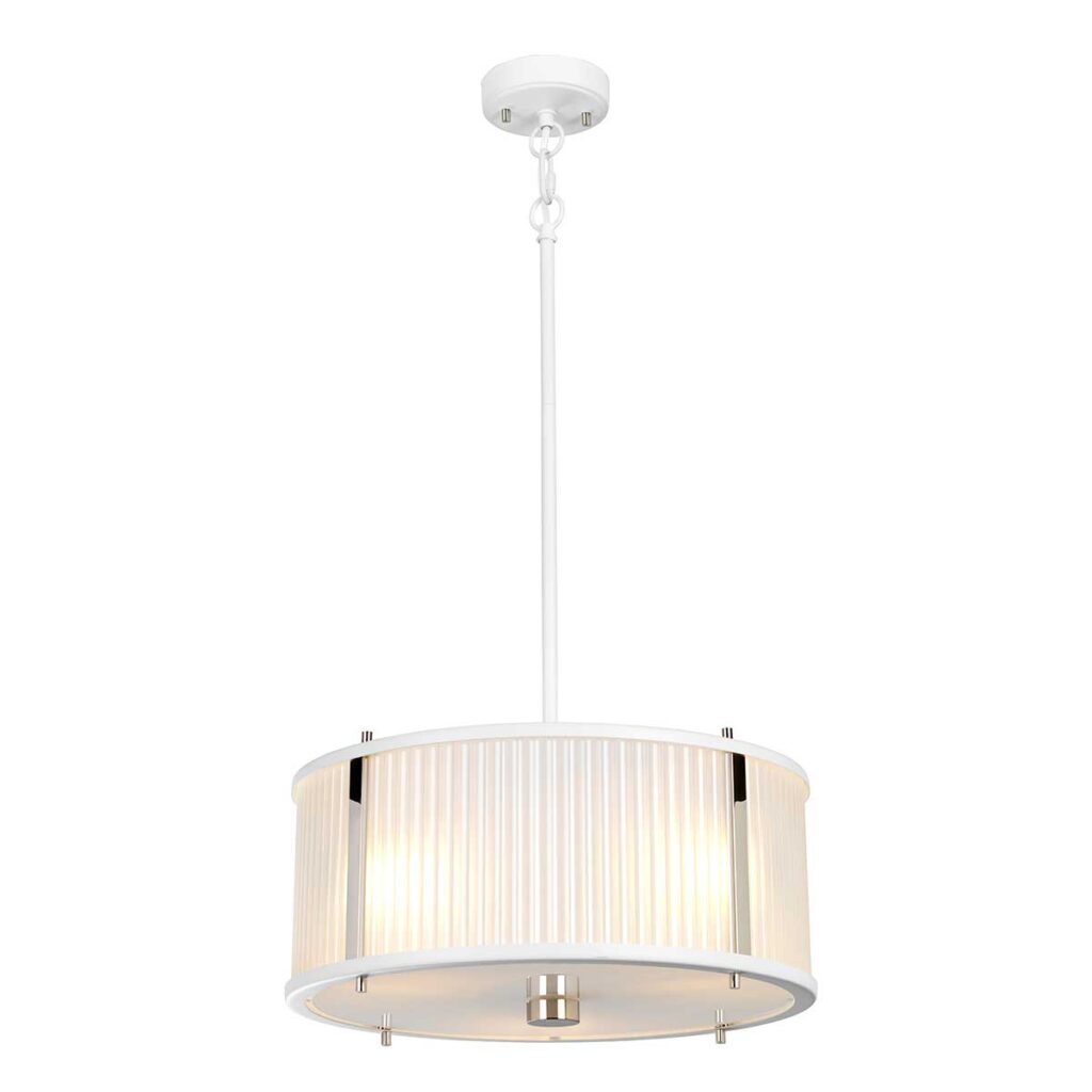 Lampa wisząca Corona Royale 3 - Satynowa biel / Polerowany nikiel