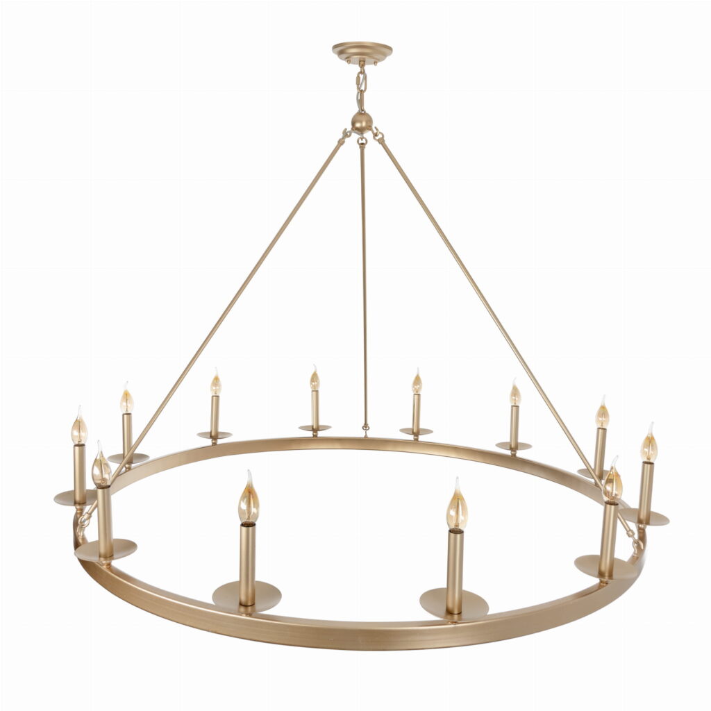 Duży żyrandol do salonu złoty Manor styl farmhouse śr.130cm