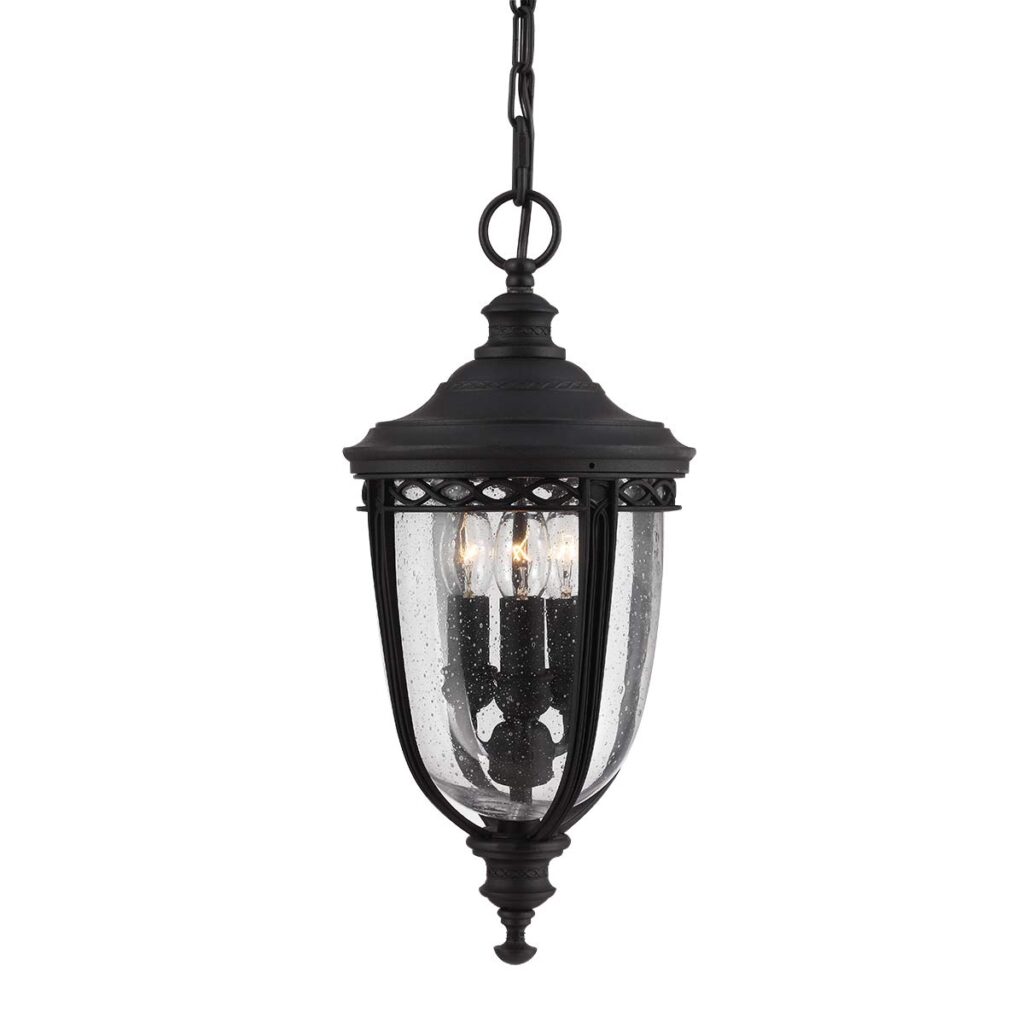 Czarna lampa wisząca ogrodowa typu latarnia English Bridle 3