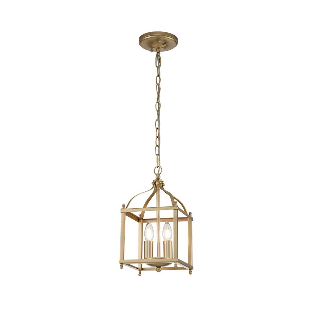Mała lampa wisząca typu klatka Lark Naturalny mosiądz