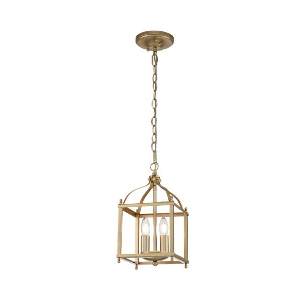 Mała lampa wisząca typu klatka Lark Naturalny mosiądz