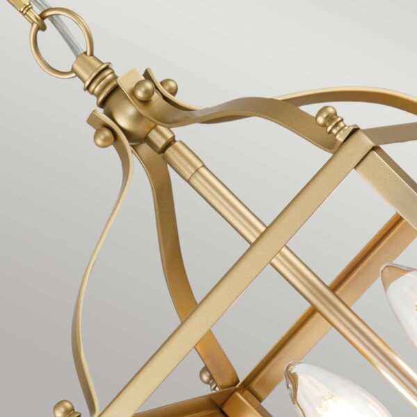 Mała lampa wisząca typu klatka Lark Naturalny mosiądz