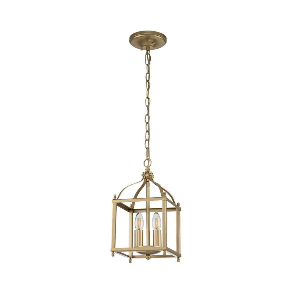 Mała lampa wisząca typu klatka Lark Naturalny mosiądz