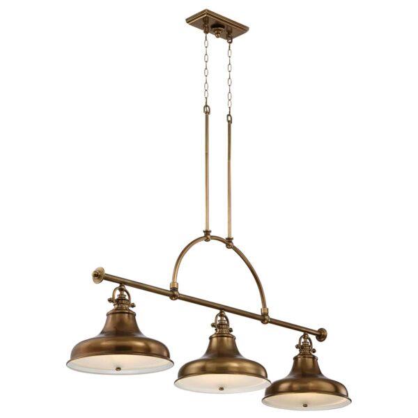 Duża lampa wisząca nad stół potrójna Emery XL postarzany mosiądz