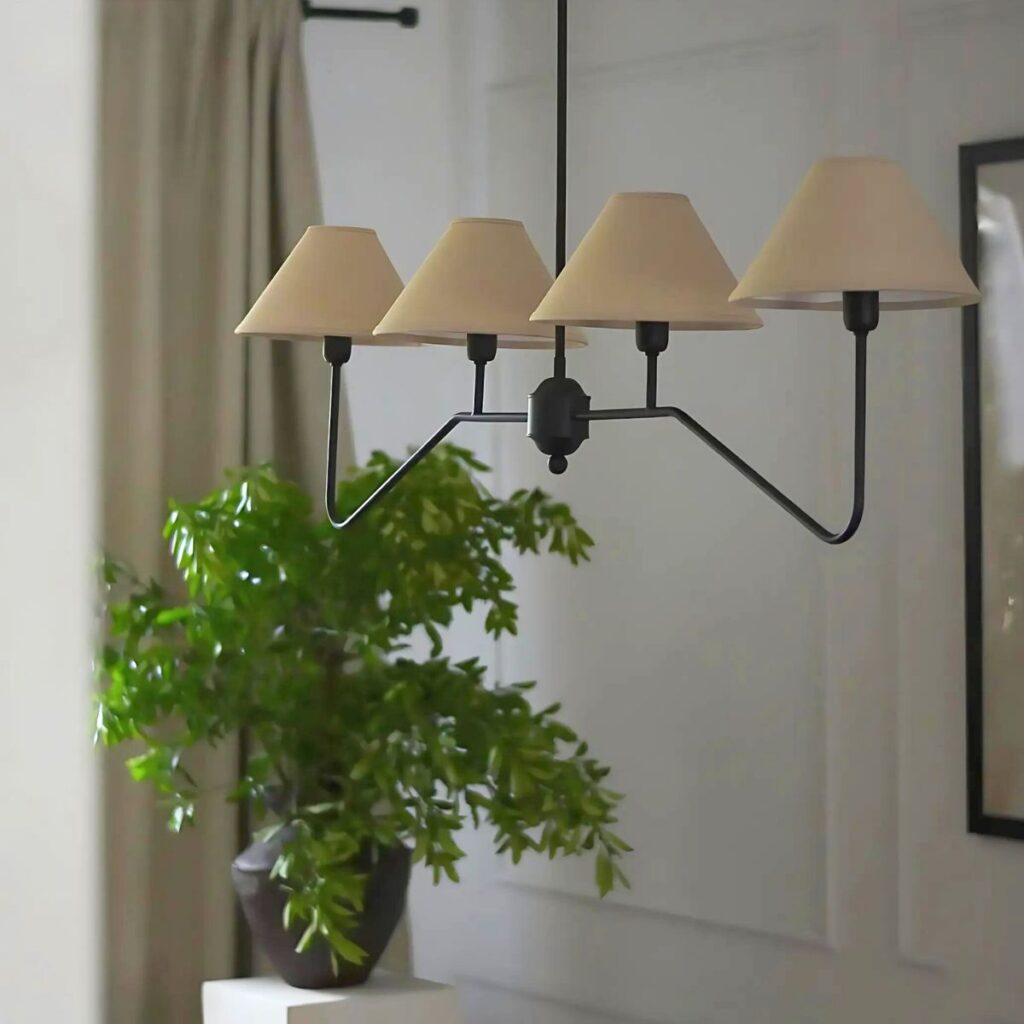 Czarna lampa nad stół do jadalni Caden styl farmhouse