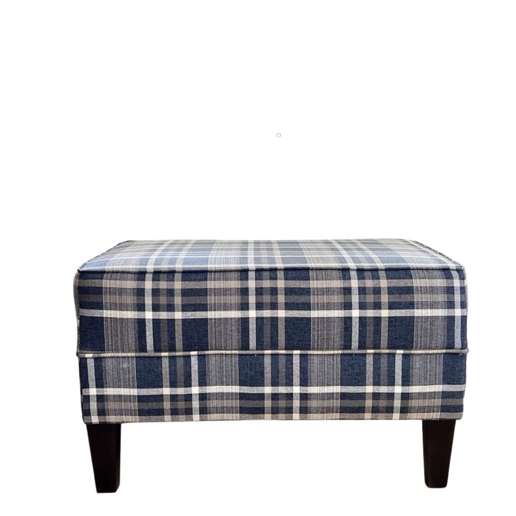 Puf tapicerowany w kratę Owen styl Modern Country