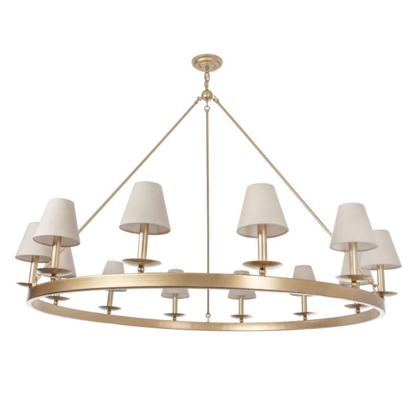 Duży żyrandol do salonu złoty Manor styl farmhouse śr.130cm