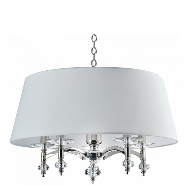 Lampa wisząca okrągła z abażurem i kryształkami Debby styl modern classic