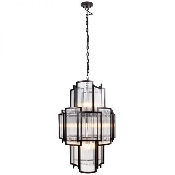 Lampa wisząca duga ciemny brąz Art Deco III