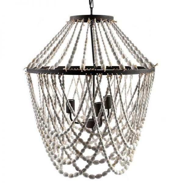 Lampa wisząca z drewnianych koralików Boho Wood
