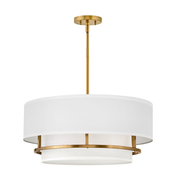 Lampa wisząca z abażurem Logan Gold 4 mosiądz