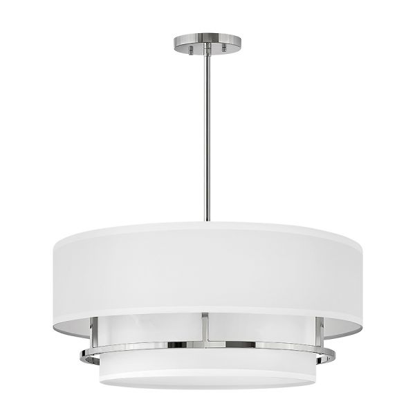 Lampa wisząca z abażurem Logan Silver 4 polerowany nikiel