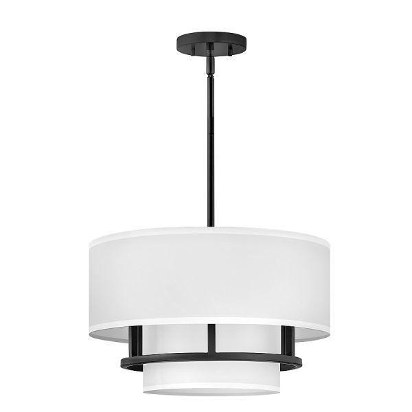 Lampa wisząca z abażurem Logan Black 3 czarna stal