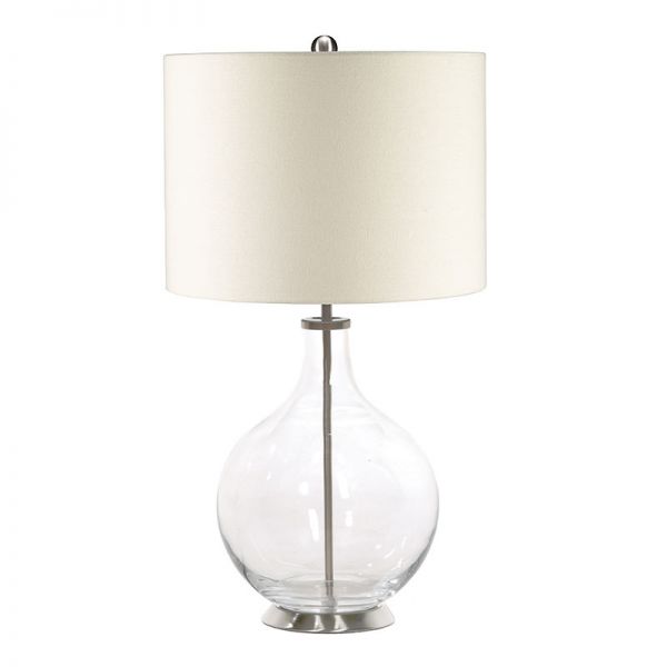 Lampa stołowa szklana z abażurem Loree Silver&White