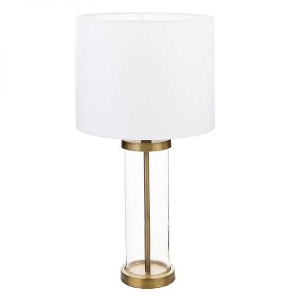 Lampa stołowa złota szklana z białym abażurem Lena 60cm