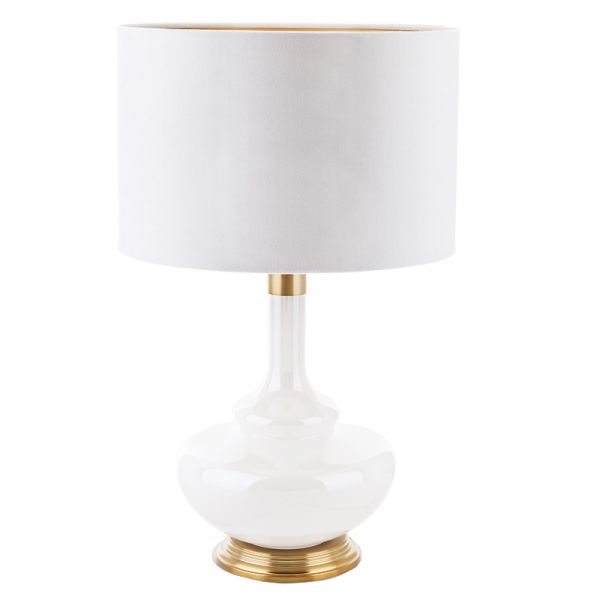 Lampa stołowa szklana biało-złota Moon 67cm