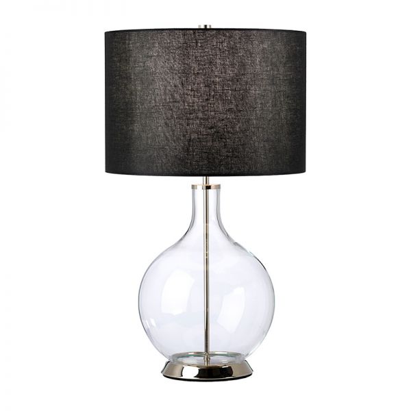 Lampa stołowa szklana z abażurem Loree Silver&Black