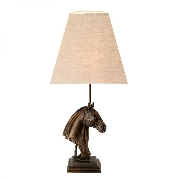 Brązowa lampa stołowa głowa konia Equestrian