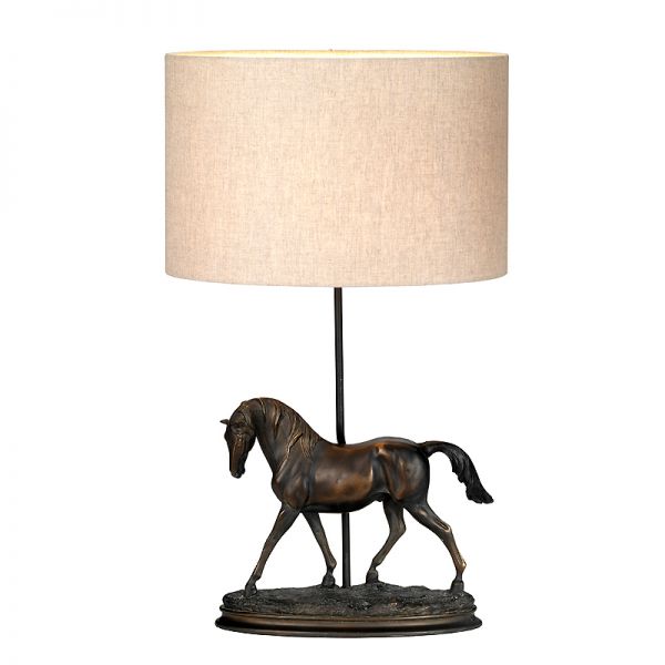 Brązowa lampa stołowa koń Horse