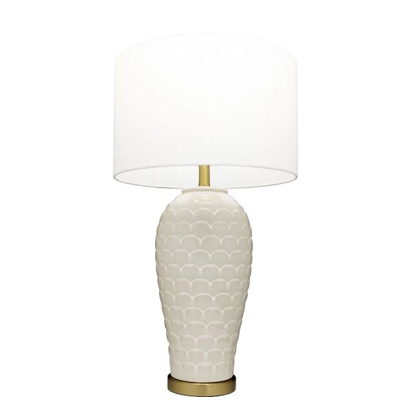 Lampa stołowa ceramiczna z abażurem biała Billie 74cm