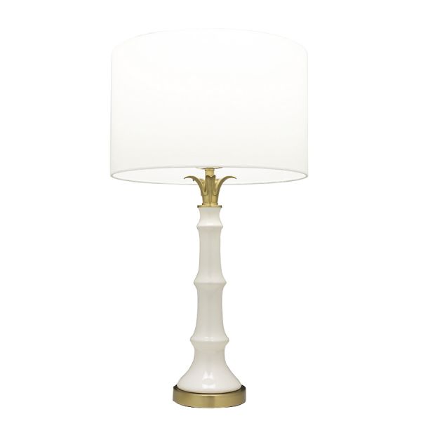 Lampa stołowa ceramiczna z abażurem biała Tropical 72,5cm