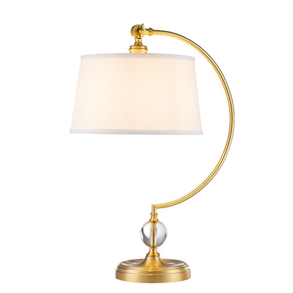 Lampa stołowa Spencer szczotkowany mosiądz z jasnym abażurem