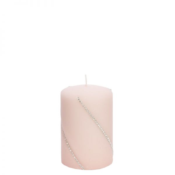 Świeca z kryształkami różowa Light Rose Crystal 10,5cm
