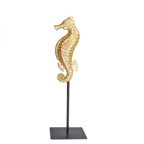 Dekoracja Konik Morski na postumencie Seahorse Gold