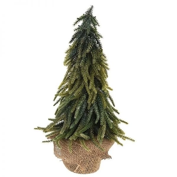 Dekoracyjna choinka zielona z brokatem w jucie 36cm