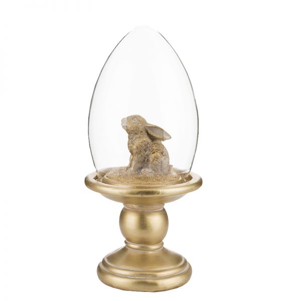 Figurka dekoracyjna Zając Wielkanocny na postumencie Gold 19cm