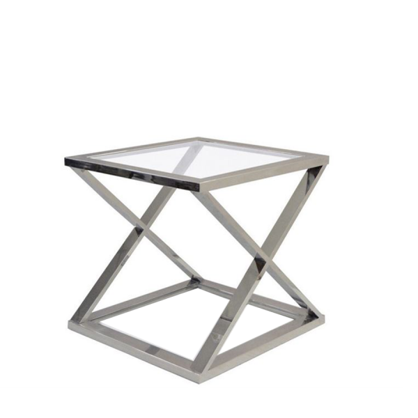 Stolik ze stali nierdzewnej srebrny Criss Cross Small