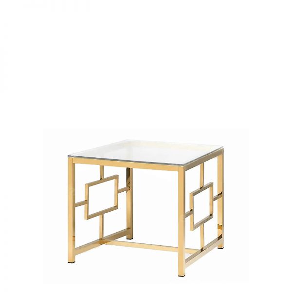 Nowoczesny stolik pomocniczy ze stali nierdzewnej złoty Marcello 55x55cm modern classic glamour