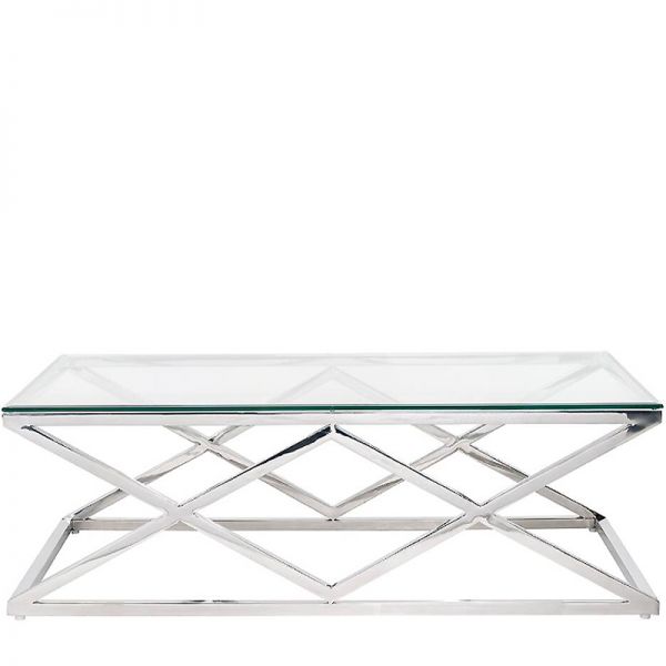 Nowoczesny stolik kawowy ze stali nierdzewnej srebrny Stella 120x60cm styl nowojorski, modern, glamour