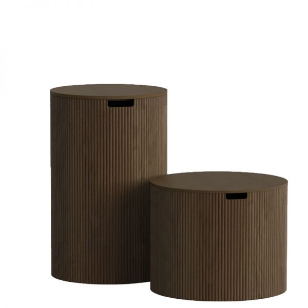 Drewniane ryflowane stoliki kawowe Modern Farmhouse Danny Set