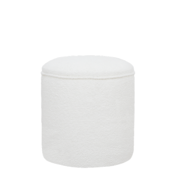 Nowoczesny okrągły puf tapicerowany Boucle White