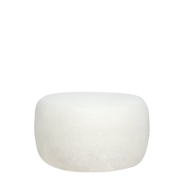 Nowoczesny okrągły puf tapicerowany Boucle White