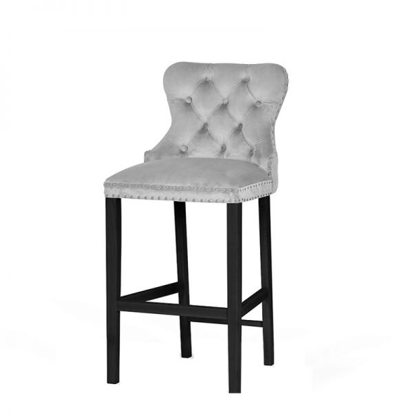 Klasyczne krzesło barowe/hoker barowy z gwoździami tapicerskimi styl glamour modern classic