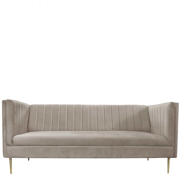 Nowoczesna sofa na złotych nóżkach pikowana pionowo Dalia 180cm