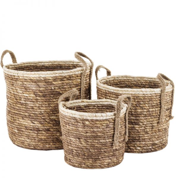 Naturalny kosz pleciony boho II zestaw 3szt.