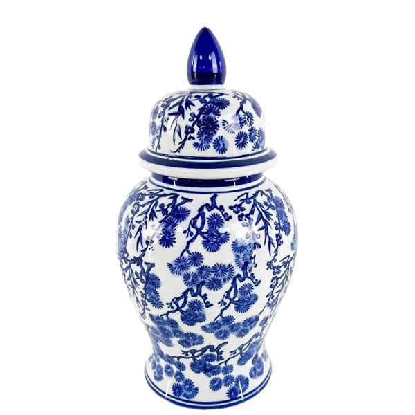 Amfora ceramiczna niebiesko-biała  hampton Blue Ginger Jar 24x46cm