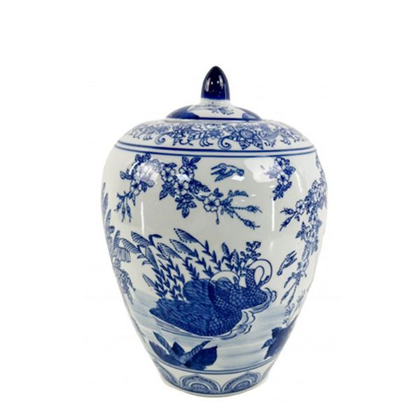 Amfora ceramiczna biało-niebieska Blue Ginger Jar 19x29cm