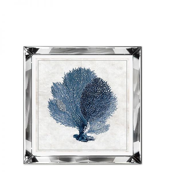 Grafika Blue Coral w lustrzanej ramie 51x51