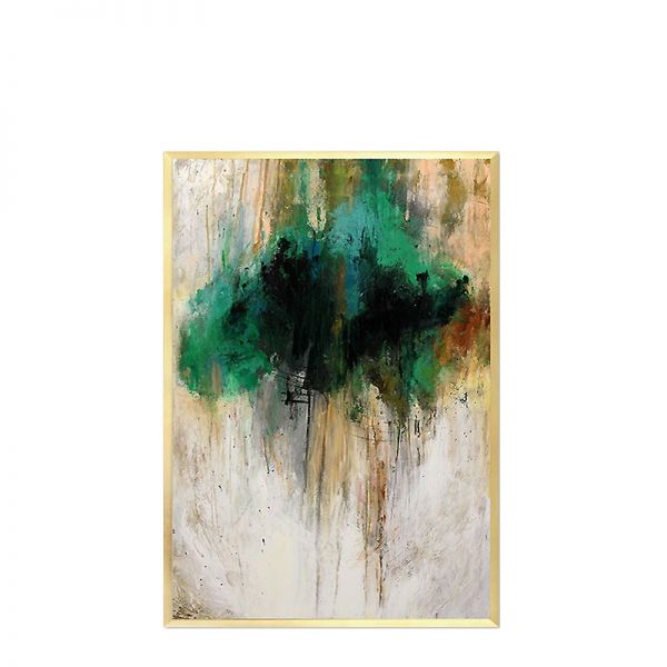 Obraz olejny Abstrakcja Emerald&Gold I 63x93cm