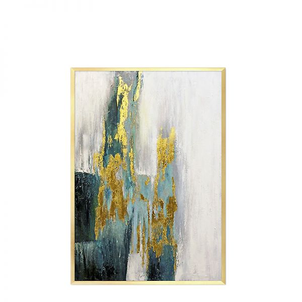 Obraz olejny Abstrakcja Emerald&Gold III 63x93cm