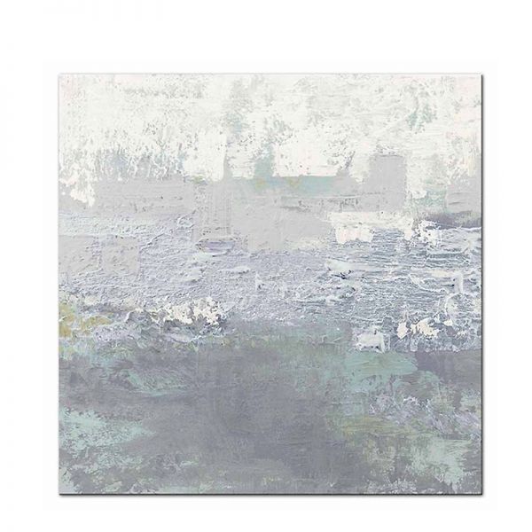 Obraz olejny Abstrakcja Light Green&Grey 90x90cm
