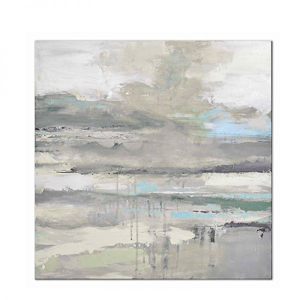 Obraz olejny Abstrakcja Grey&Green&Blue 90x90cm